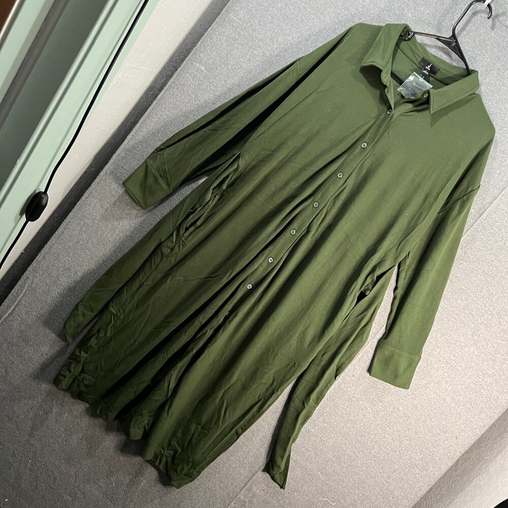 Jason Wu Regular Drared Shirt Dress Military Green Size Large